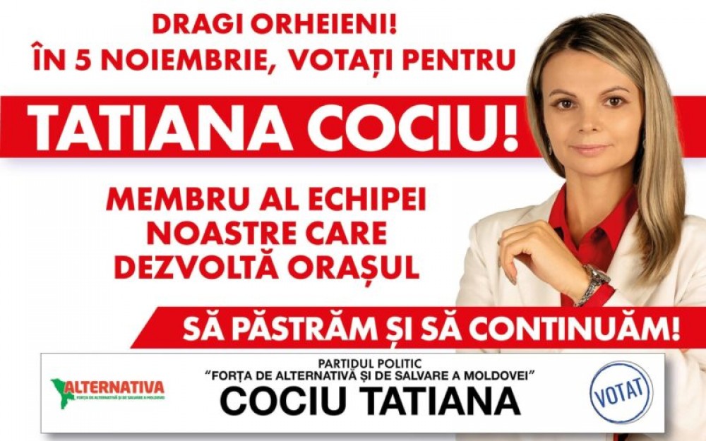 Alexei Lungu, lider de partid: „Stimați orheieni! Vă rog să o votați duminica aceasta pe Tatiana Cociu!”